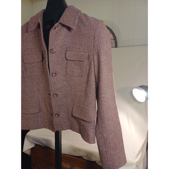 Pendleton 100% Virgin Wool Jacket 12 Military Uillity Pocket Lined Button Blazer - Picture 2 of 9